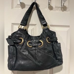 Kooba black leather bow bag